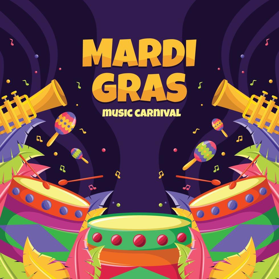 mardi gras muziek carnaval achtergrond vector