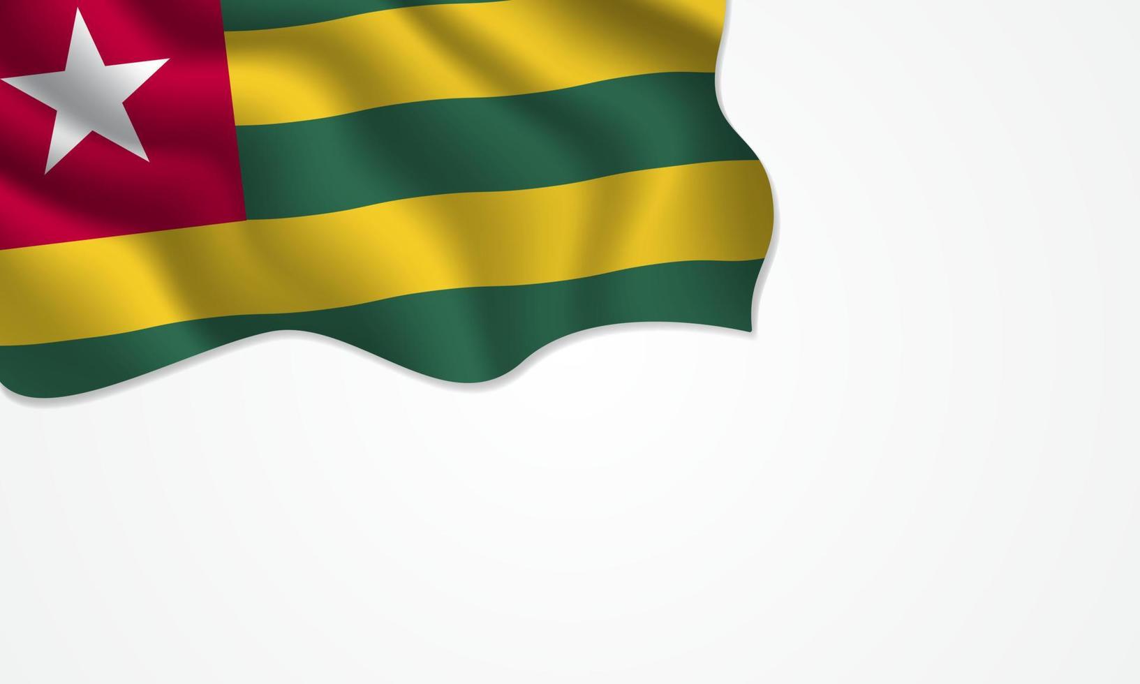 Togo vlag zwaaiende illustratie met kopie ruimte op geïsoleerde achtergrond vector