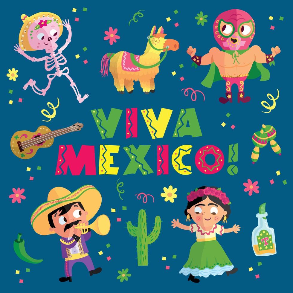 leuke Mexicaanse karakters vector