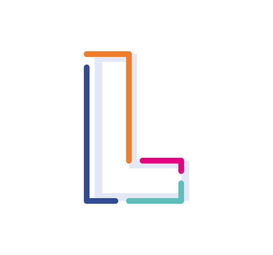 abstracte letter l lijn kleurrijke lineaire logo. moderne letterlijnen met nieuwe pop-artkleuren. lettertype alfabet sjabloon. logo set dunne lijn schone stijl. vector