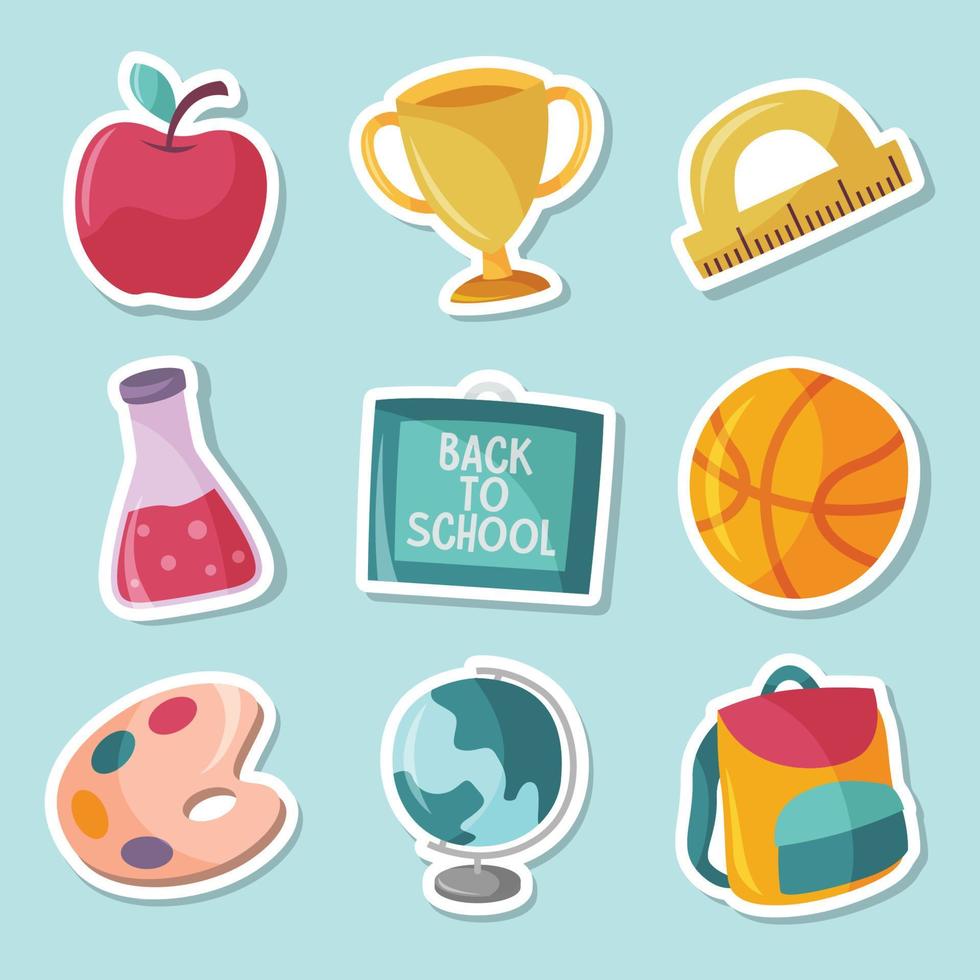 stickerset voor schoolelementen vector