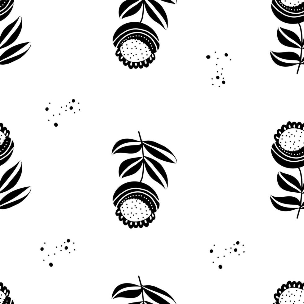 naadloos patroon met decoratieve bloemen. lineair ornament, omtrek vector