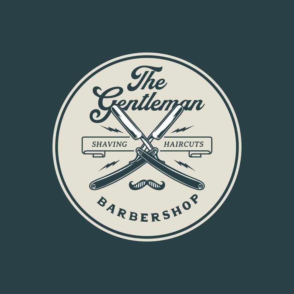 handgetekende vintage kapperszaak logo badge vector