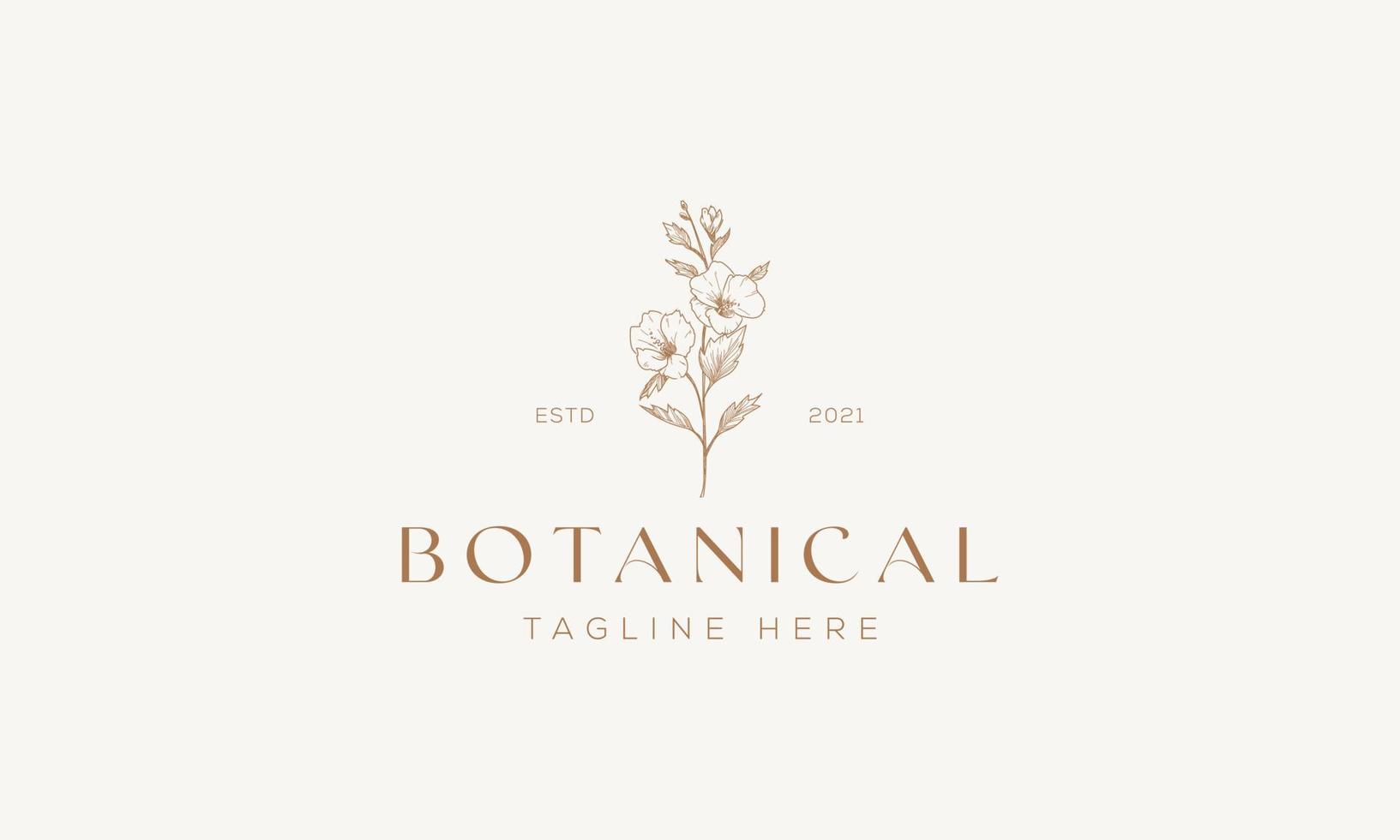 botanische bloemen element hand getekende logo met wilde bloemen en bladeren. logo voor spa en schoonheidssalon, boetiek, biologische winkel, bruiloft, floral designer, interieur, fotografie, cosmetica. vector