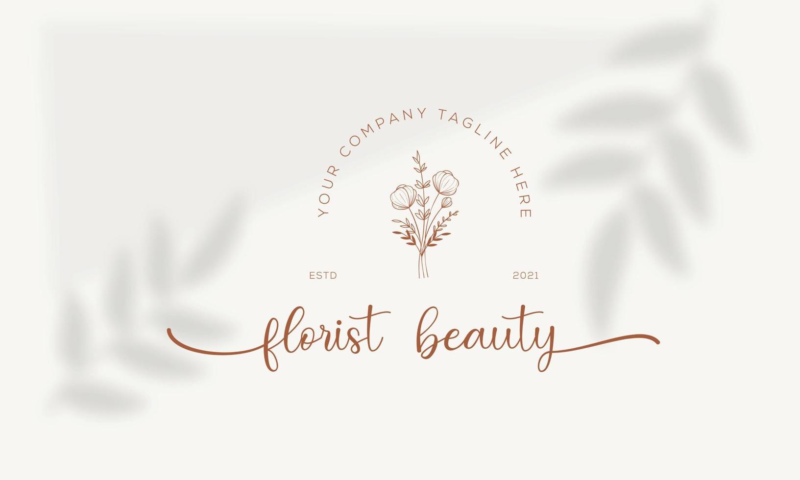 botanische bloemen element hand getekende logo met wilde bloemen en bladeren. logo voor spa en schoonheidssalon, boetiek, biologische winkel, bruiloft, floral designer, interieur, fotografie, cosmetica. vector