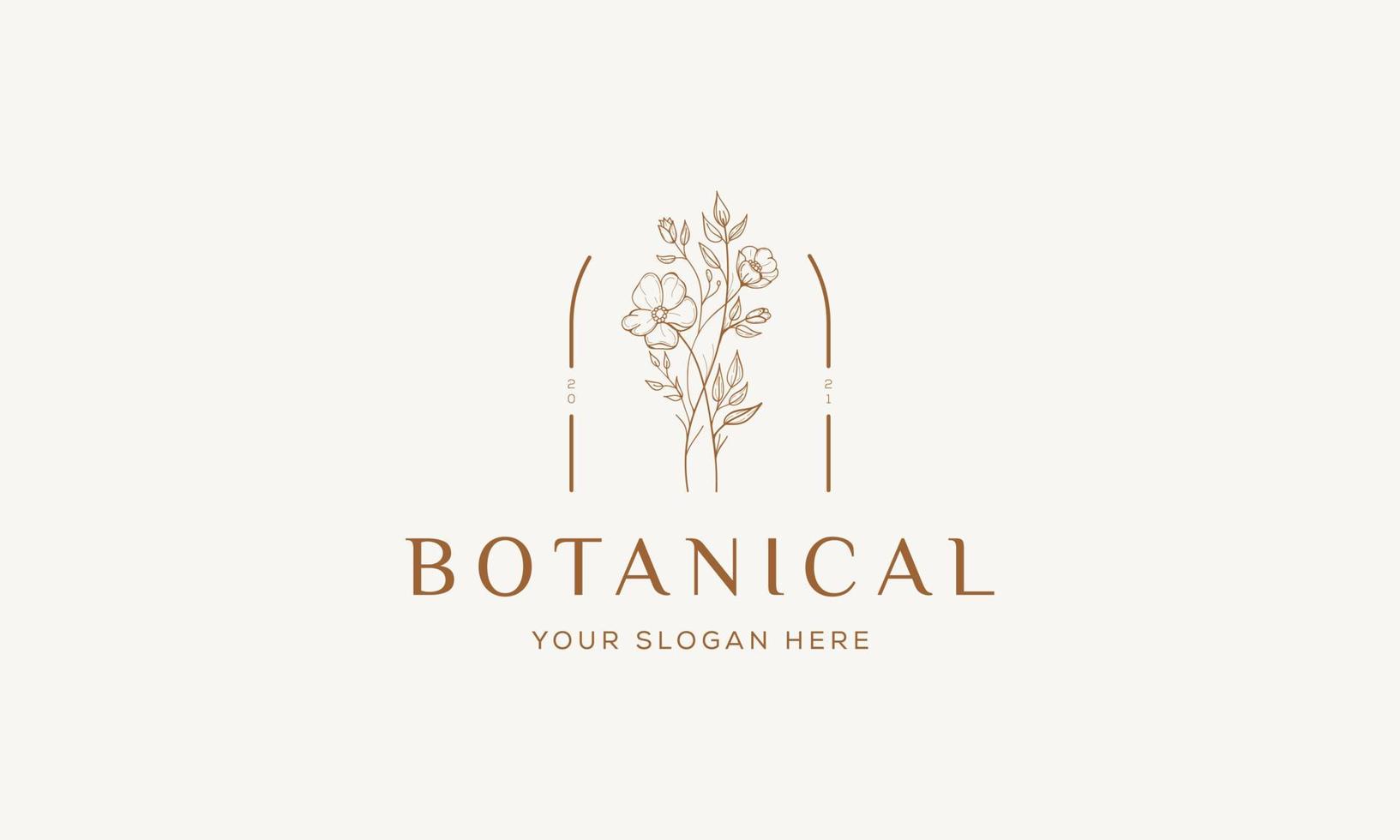 botanische bloemen element hand getekende logo met wilde bloemen en bladeren. logo voor spa en schoonheidssalon, boetiek, biologische winkel, bruiloft, floral designer, interieur, fotografie, cosmetica. vector