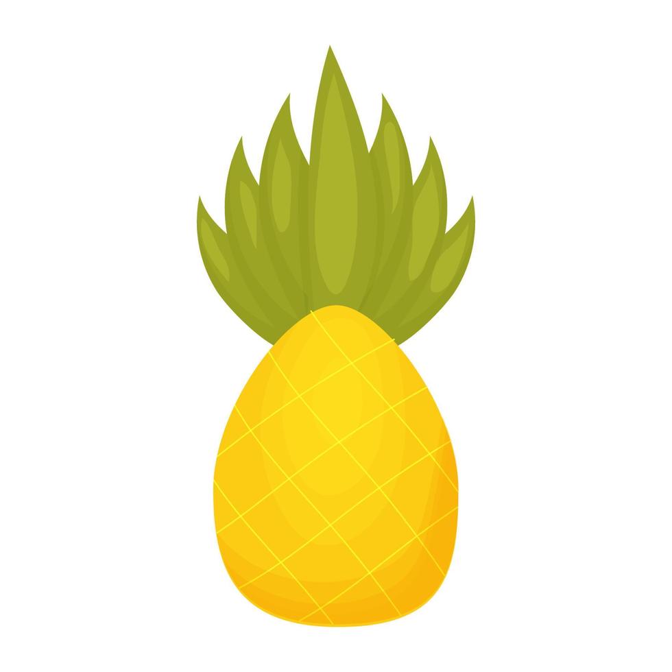 schattige ananas, eenvoudig, cartoon in Scandinavische stijl geïsoleerd op een witte achtergrond. geometrische vormen, seizoensdecoratie, vers fruit. zomertijd, gezond eten. vector illustratie