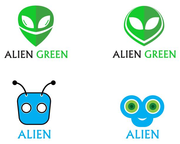 Alien gezicht pictogram vector logo en symbolen sjabloon app