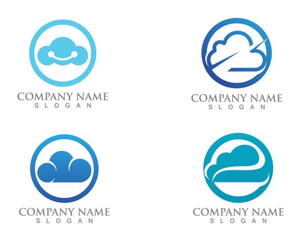 Cloud logo servers data en symbolen pictogrammen vector