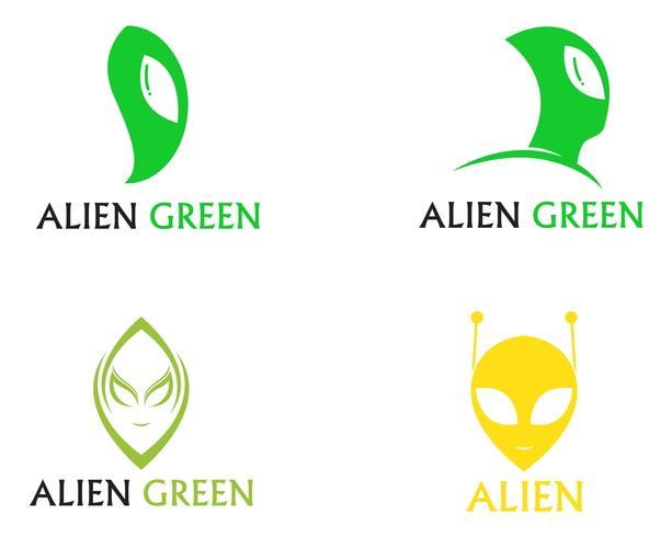 Alien gezicht pictogram vector logo en symbolen sjabloon app