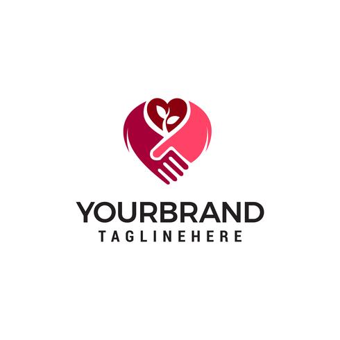 handdruk liefde logo ontwerp concept sjabloon vector