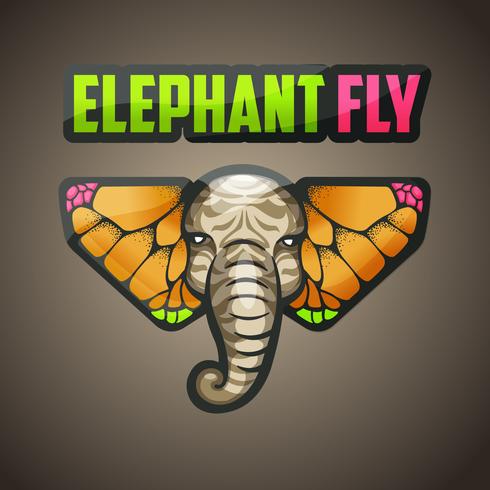 olifant en vlinder logo ontwerp vector