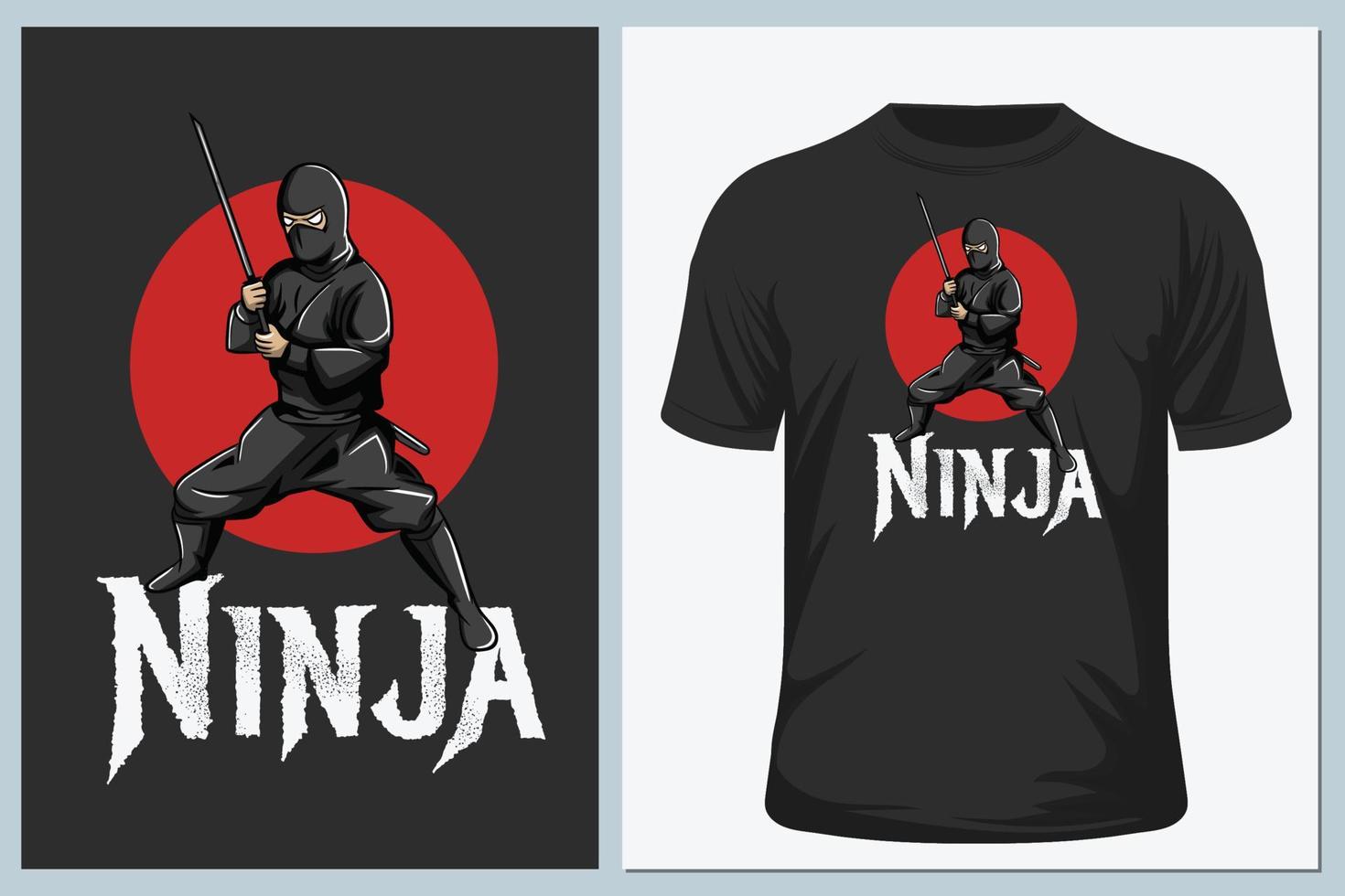 ninjakarakter voor t-shirtontwerp vector