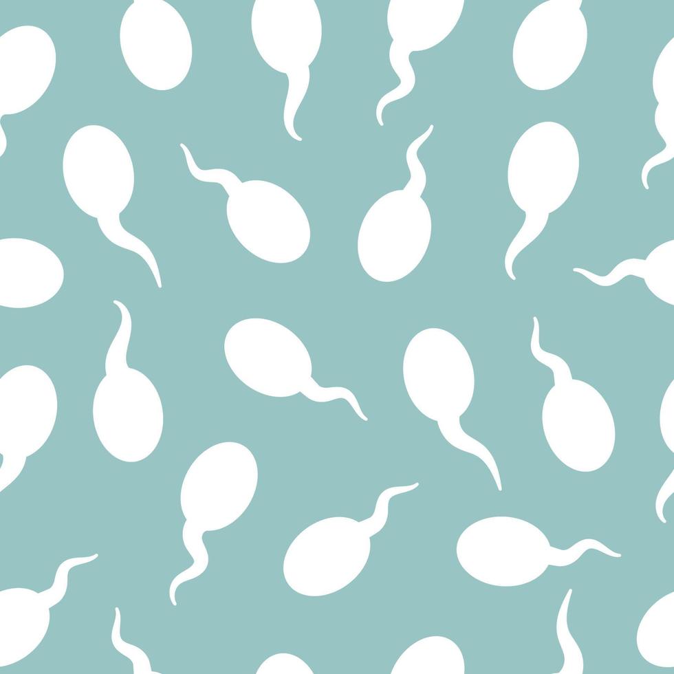 mannelijke spermatozoa.white sperma op een blauwe background.flat eenvoudige vector illustration.seamless patroon