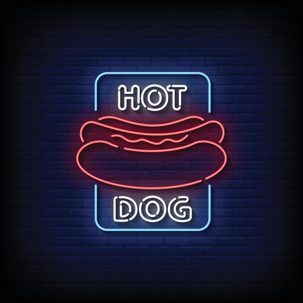 hotdog neonreclames stijl tekst vector