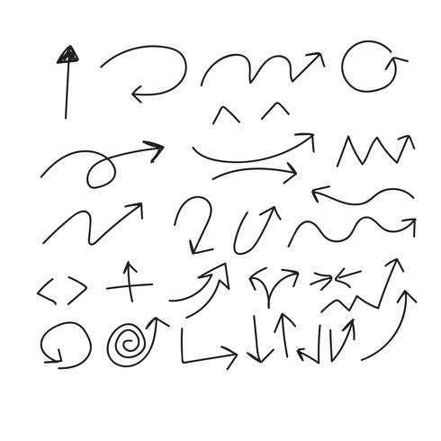 Hand tekenen Doodle pijlen instellen pictogram vectorillustratie vector