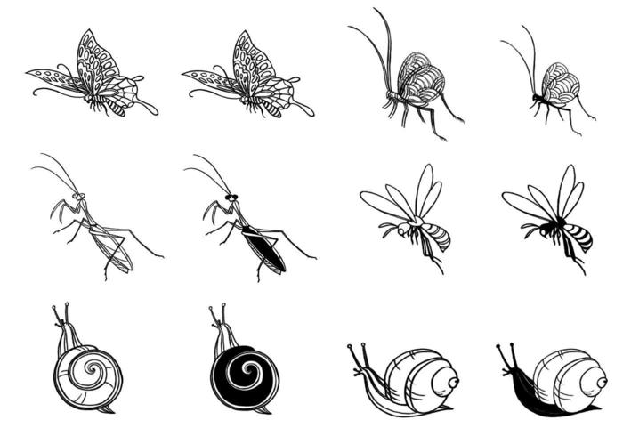 Handgetekende Insect Vector Pack