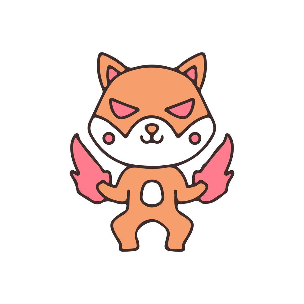 schattig shiba inu duivel mascotte karakter. illustratie voor sticker en t-shirt. vector