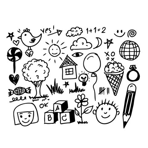 Kinderen hand tekenen doodle pictogram vector