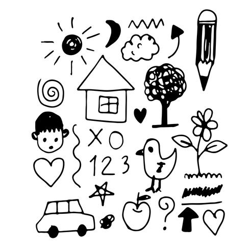 Kinderen hand tekenen doodle pictogram vector