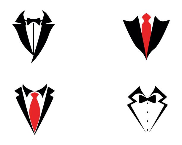 Tuxedo man logo en symbolen zwarte pictogrammen sjabloon vector