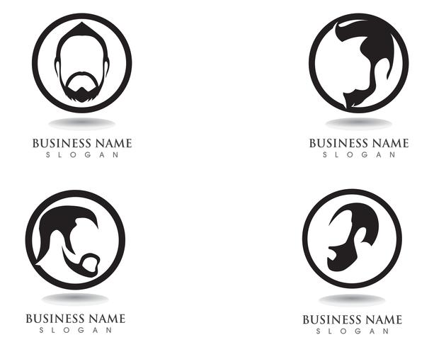 mannelijk baard zwart haar geek logo en symbool vector