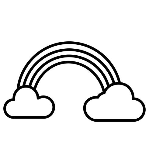 Regenboog en wolken pictogram Vector