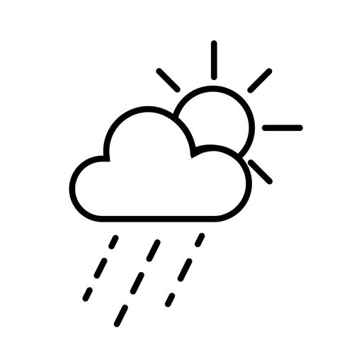 Zon en regen wolken pictogram Vector