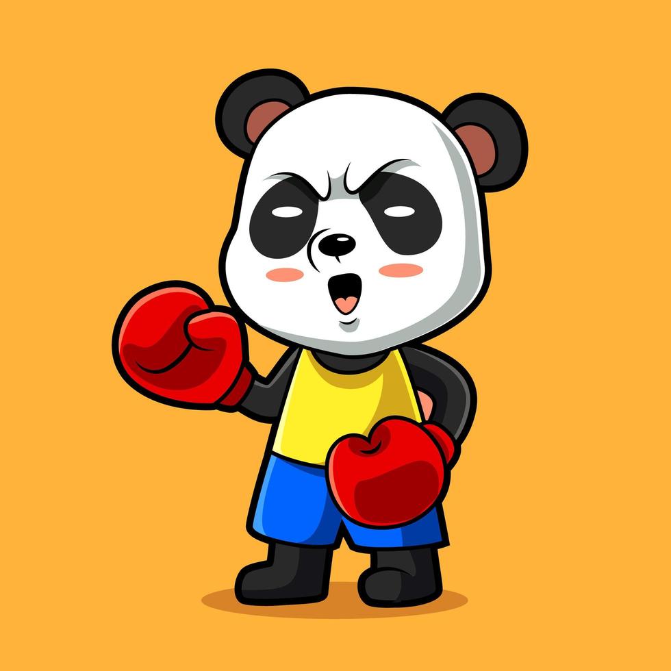 cartoon schattige panda met bokshandschoenen vector