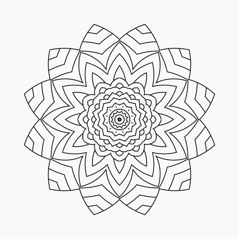 decoratie mandala lijn kunst vector. zwart-wit Indiaas mandalapatroon voor het kleuren van pagina's. bloem mandala ontwerp in Indiase stijl. circulaire mandala sieraad lijn kunst vector. kinderen kleurplaat. vector