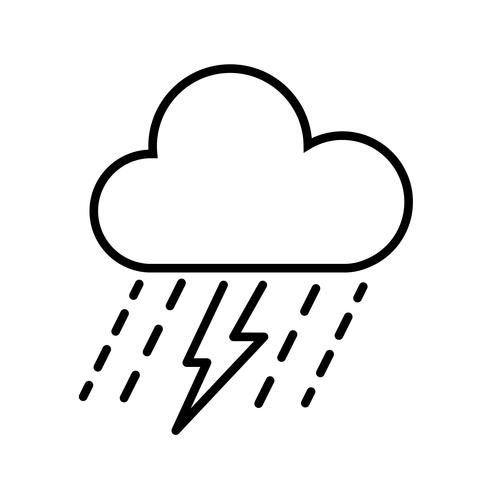 Wolk, regen en blikseminslag pictogram Vector