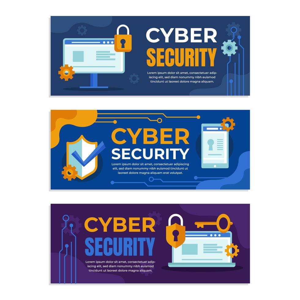 set banner veilige internet cyberbeveiliging vector