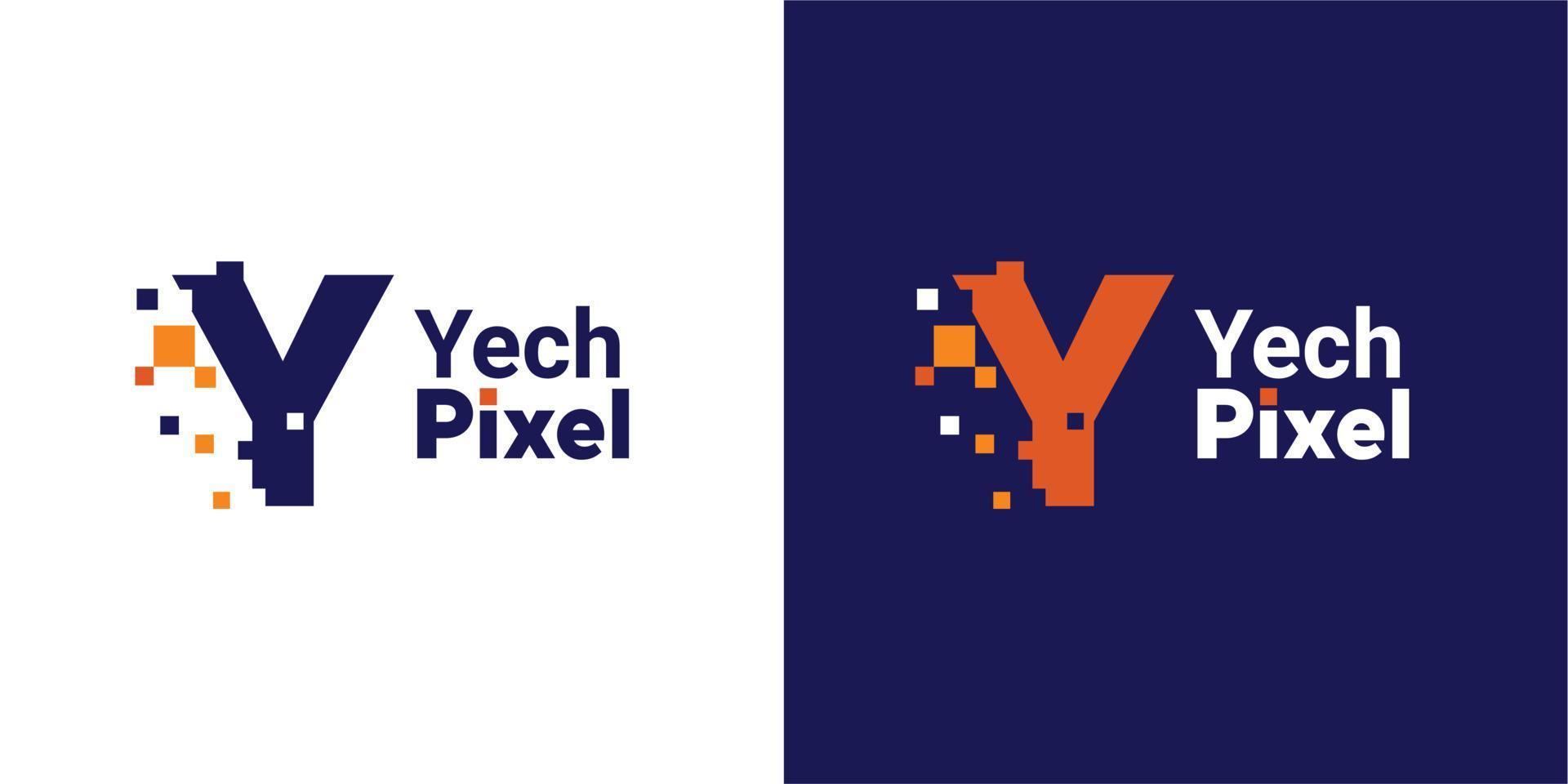 minimalistisch punt letter y-logo. y letter pixelmarkering digitaal 8 bit vector
