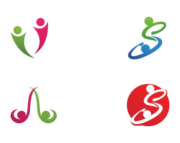 Gemeenschapsmensen geven logo- en symbolen-sjabloon vector