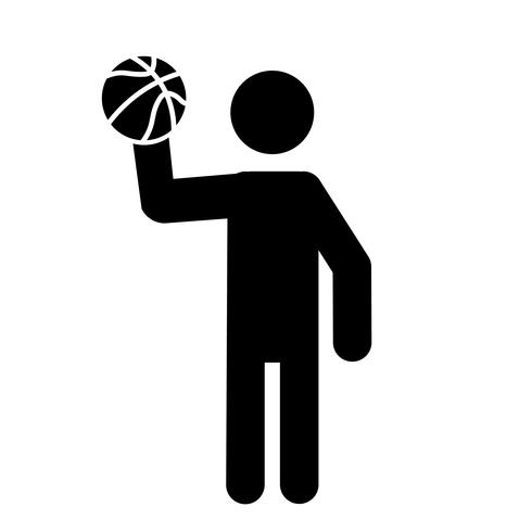 Basketbalspeler die een basketbal pictogram Vector