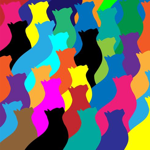 Kleurrijke kat collage patroon vectorillustratie vector