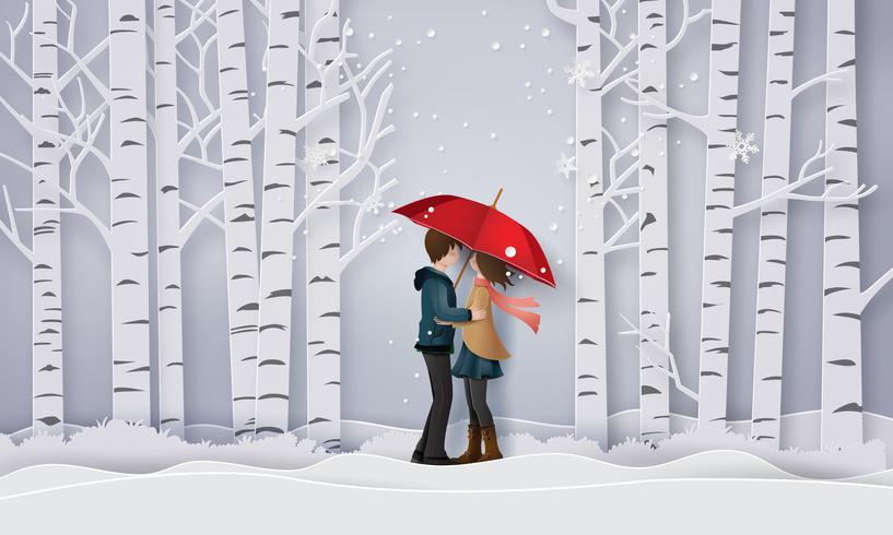 Illustratie van liefde en winterseizoen vector