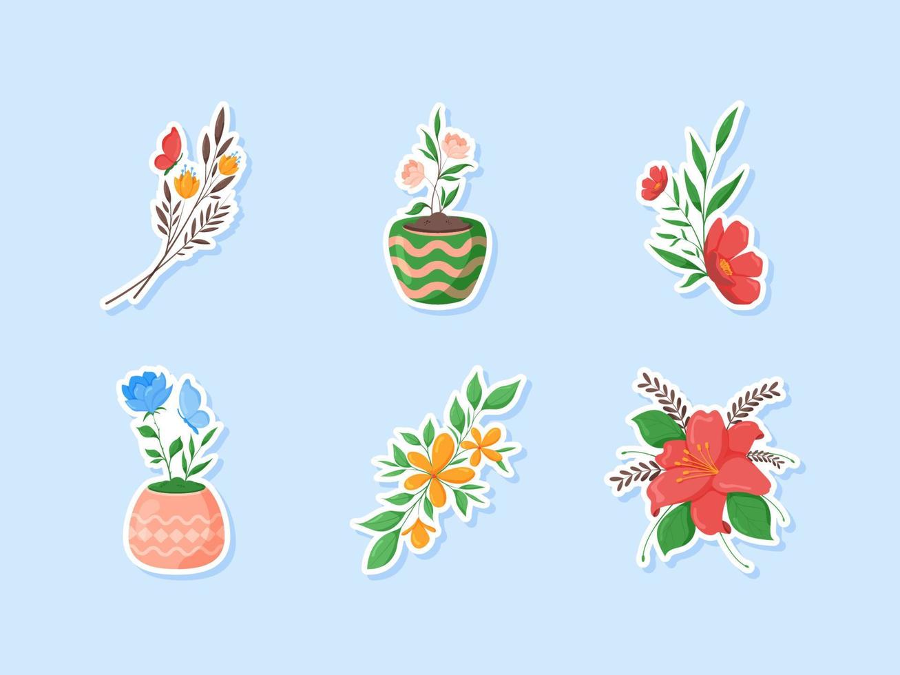 lente bloemen sticker set vector