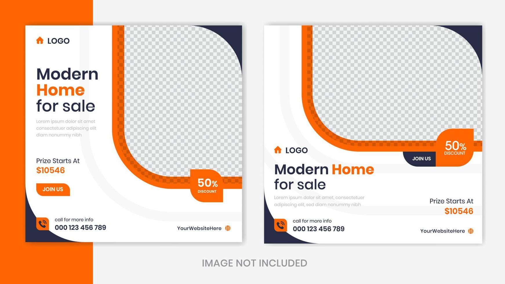 onroerend goed sociale media post ontwerpsjabloon voor huis, huis, residentie banner vector