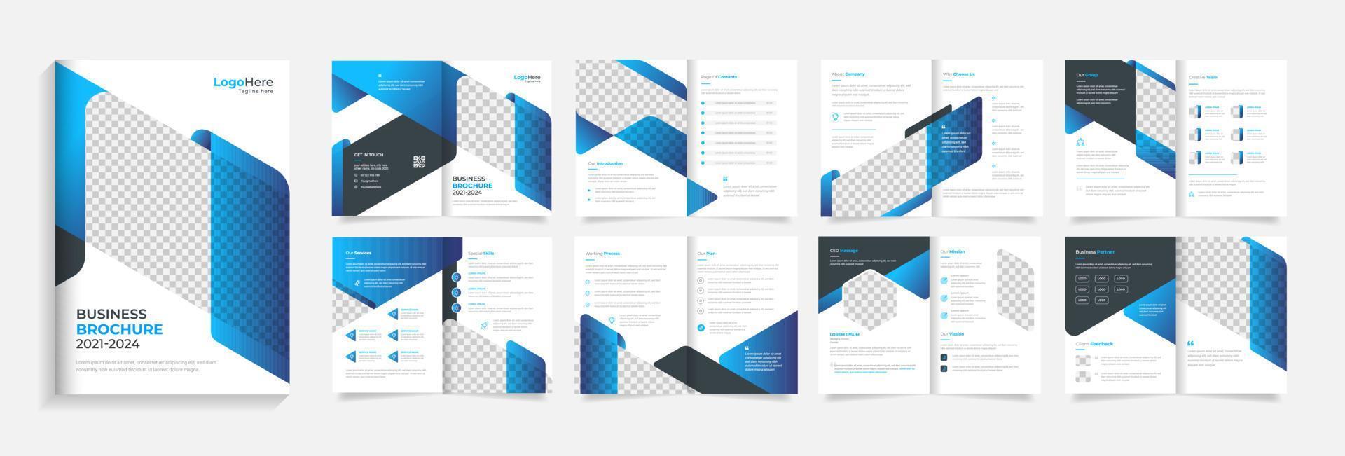 zakelijke brochure ontwerpsjabloon, blauwe gradiënt zakelijke profiel vector