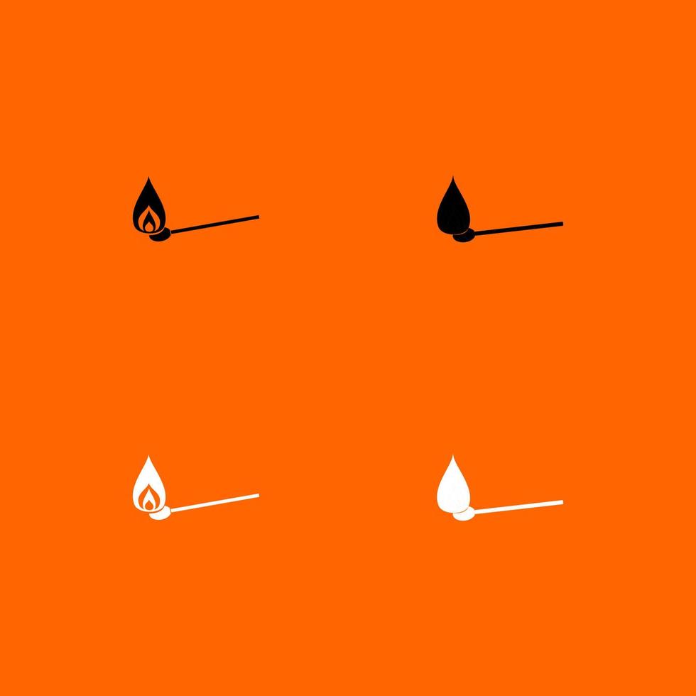 brandende lucifer zwart-wit ingesteld pictogram. vector