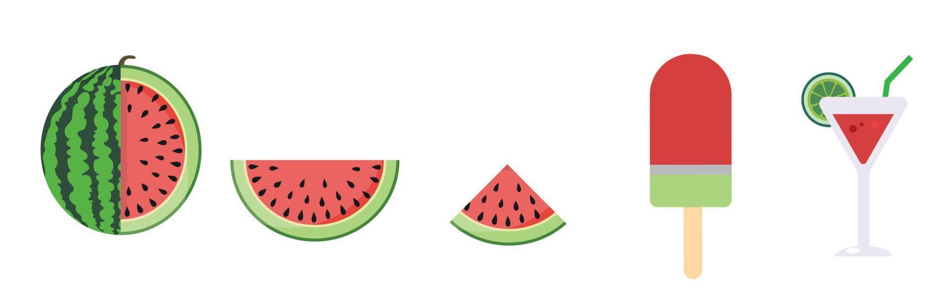 watermeloen, watermeloenijs en sap vector