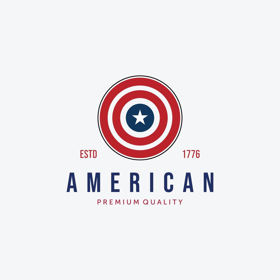 cirkel van Amerikaanse vlag logo vector, kapitein amerika illustratie ontwerp, usa vintage concept vector