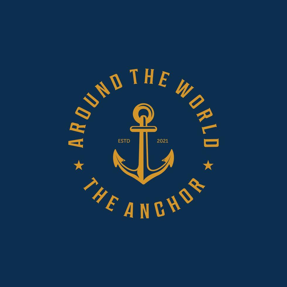 embleem van schip anker logo vector vintage, illustratie ontwerp van oceaan concept met boot anchor