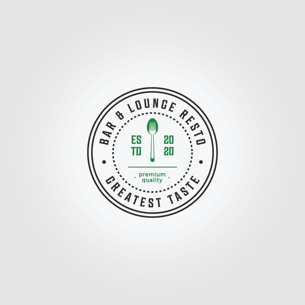 eenvoudig embleem restaurant bar lounge lepel vork logo pictogram vector illustratie ontwerp vintage lijntekeningen