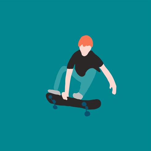 Stijlvolle skater in jeans en sneakers. Skateboard. Vector illustratie voor een briefkaart of een poster, afdrukken voor kleding. Straatculturen.