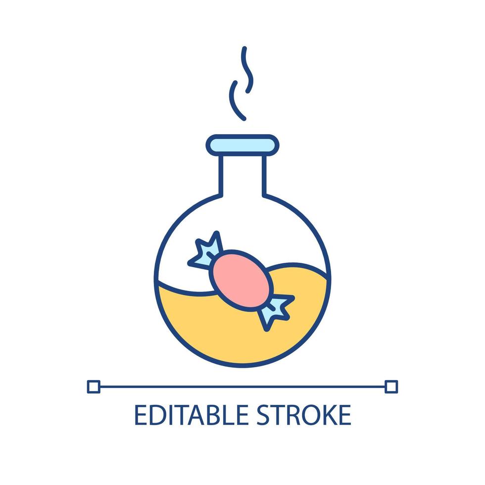 zoetstof rgb-kleurpictogram. additief voor levensmiddelen. supplement van natuurlijke, chemische oorsprong. smaakversterker. geïsoleerde vectorillustratie. eenvoudige gevulde lijntekening. bewerkbare streek. arial lettertype gebruikt vector