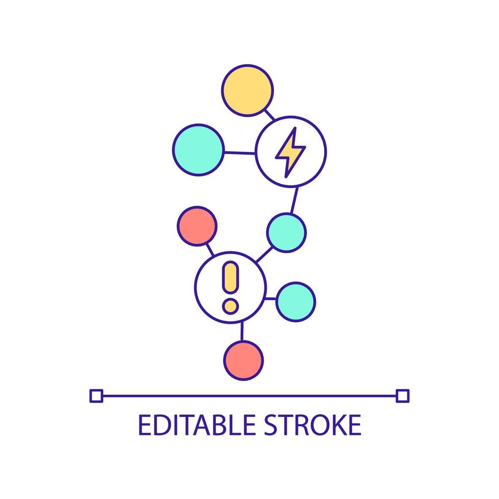 smart grids analytics technologie rgb kleur icoon. controle systeem. voorkomen van storingen. geïsoleerde vectorillustratie. eenvoudige gevulde lijntekening. bewerkbare streek. arial lettertype gebruikt vector