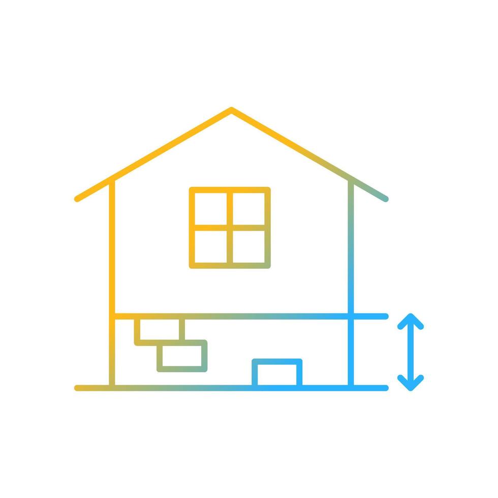 voldoende plint hoogte gradiënt lineaire vector pictogram. funderingsconstructie. voet diepte. bouwverordening. dunne lijn kleur symbool. moderne stijlpictogram. vector geïsoleerde overzichtstekening