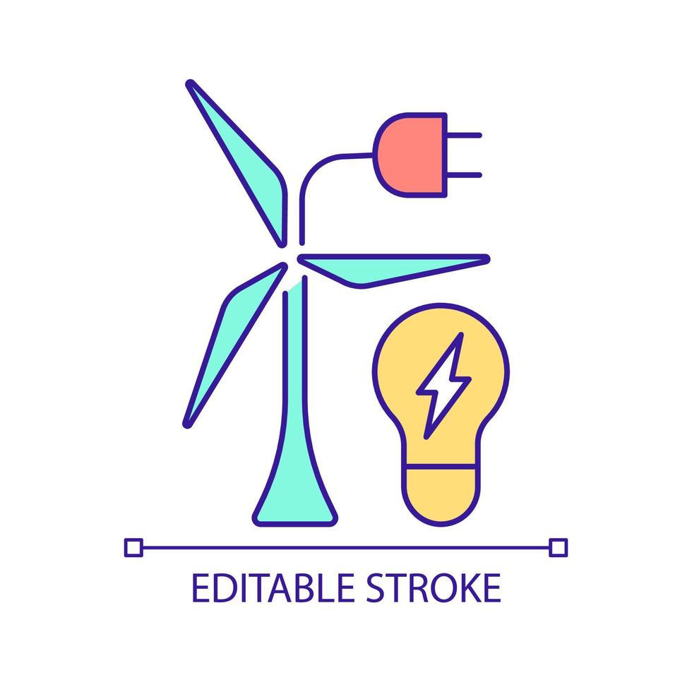 integratie windenergie naar smart grid rgb kleurenpictogram. intelligente technologie voor milieubescherming. geïsoleerde vectorillustratie. eenvoudige gevulde lijntekening. bewerkbare streek. arial lettertype gebruikt vector